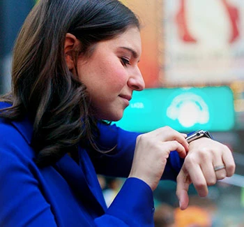 Woman recording on Apple Watch