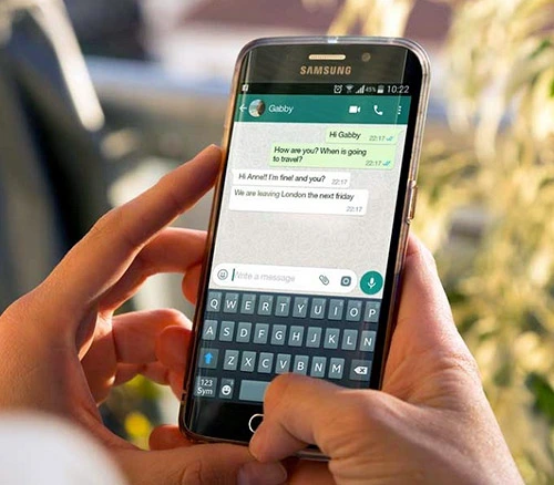 Texting on WhatsApp