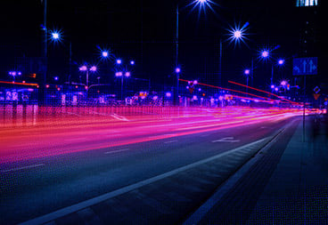 Retro City Street at Night
