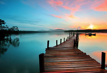 Sunset on Lake Pier Nature Scene